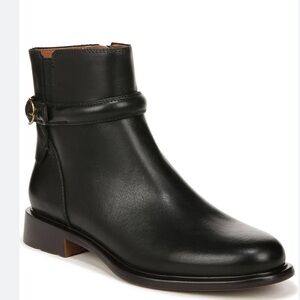 NEW $170 Franco Sarto Elese Black leather buckle heel ankle bootie women size 6